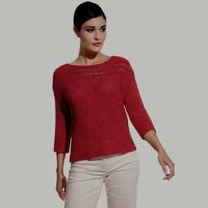 Gerard Darel Paris Open Knit Boat Neck Sweater Red Size 1